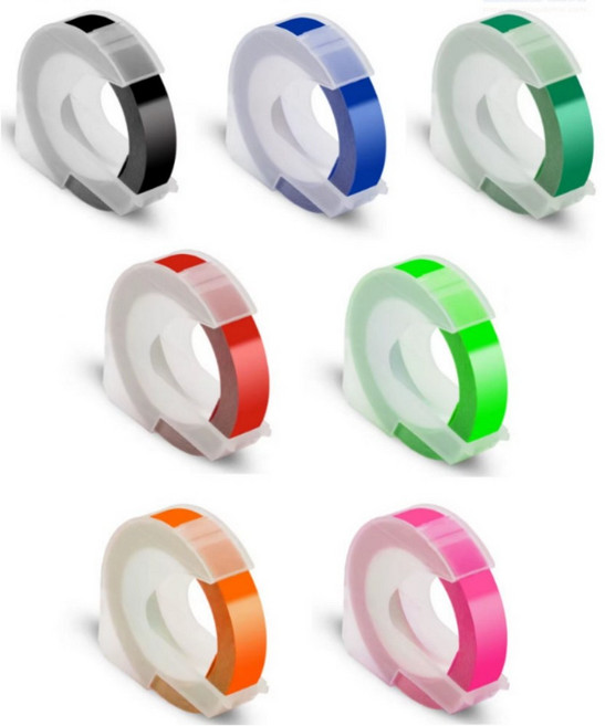 수동 라벨 메이커 네임텍 라벨기 리필 스티커 리필 테이프 다이모 또각이 모텍스 9mm 색상선택, 블랙