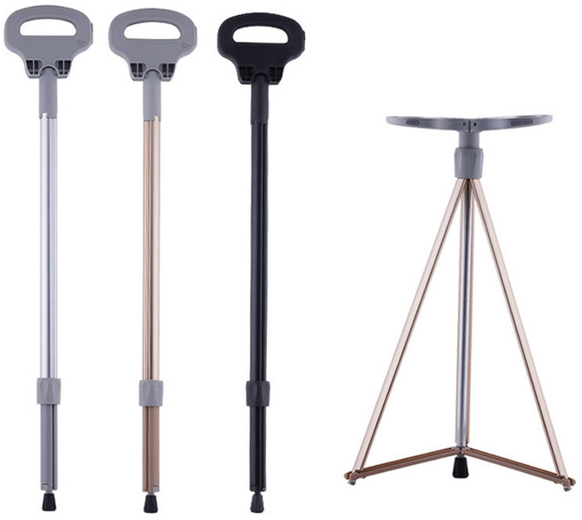 COUYOR 야외 등산스틱 다기능 지팡이걸상 미끄럼방지 지팡이의자 할아버지지팡이, 1개