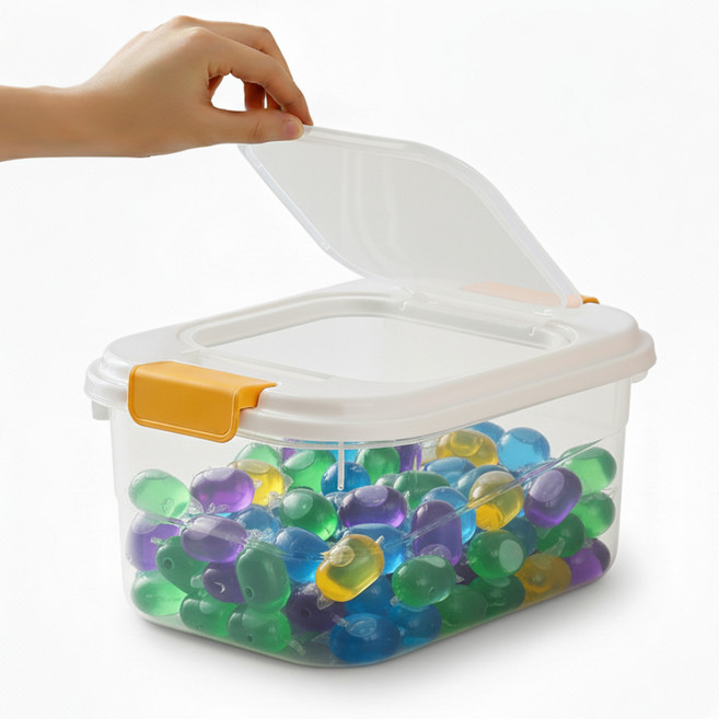 플립업 대용량 캡슐세제 보관함 가루세제 세탁세제 세제통 수납 케이스 5kg, 1개, 화이트