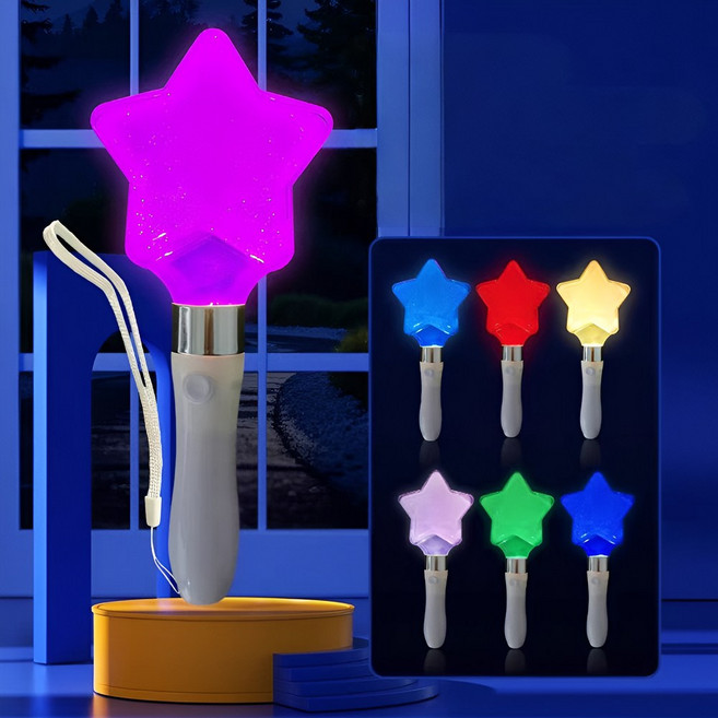 7가지 색상 선택이 가능한 콘서트 파티 응원봉, 1개, 7색 변환 별봉