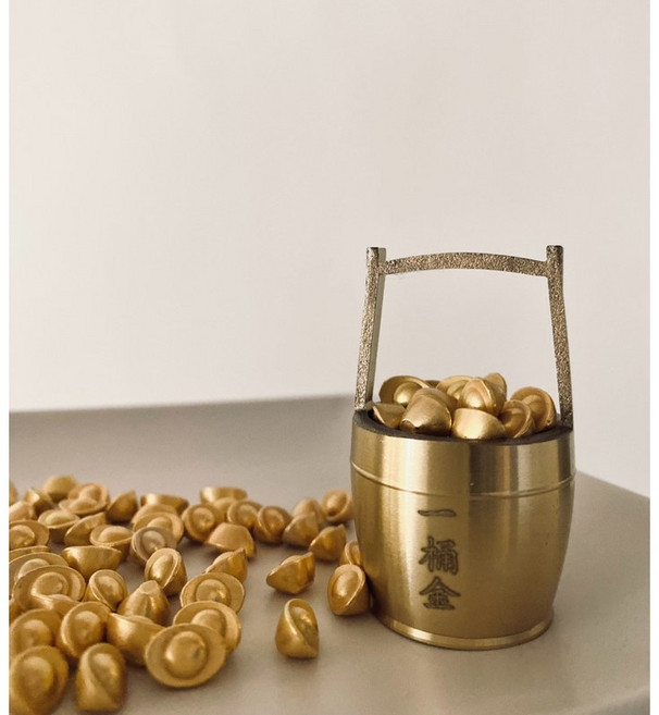一桶金擺件 吸引財富能量 招財小元寶 開運配件, 1個, 金色