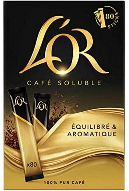 프랑스 로르 L'OR Cafe Soluble Sticks Classique 커피 솔루블 클래식 인스턴트 커피 스틱 80개입, 3개, 1개입, 144g