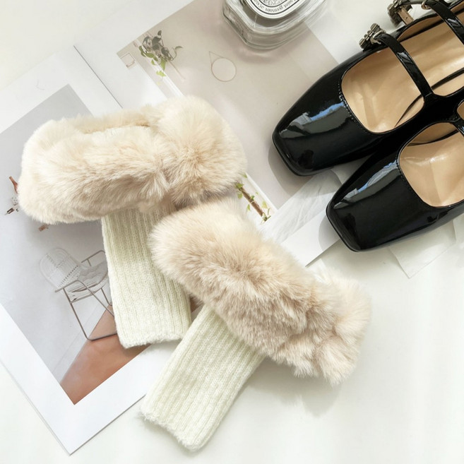 Fee 馬海毛毛絨針織長靴襪套 毛毛襪套 小腿襪 百搭保暖軟萌 長靴套 jk風 堆堆襪套 秋冬