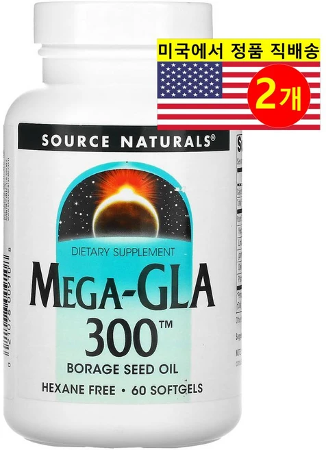 1+1 소스내츄럴스 GLA 감마 리놀렌산 300mg 60소프트젤 리놀레산 올레산 팔미트산, 2개, 60정 - 쿠팡