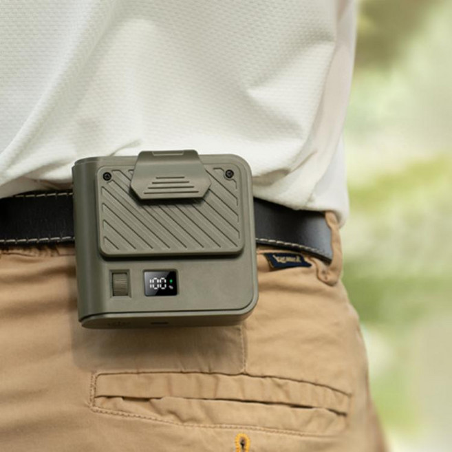 허리선풍기 3000mAh 대용량 100단 강풍 저소음 휴대용 선풍기, 녹색, KLXT-KLX013