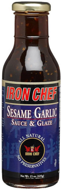 아이언 셰프 참깨 마늘 소스 & 글레이즈 올 내추럴 코셔 15온스 유리병(3개들이 팩)