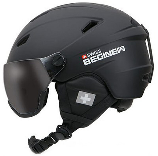 스위스비기뉴 스키 스노우보드 바이저헬멧 SBHG-01 아시안핏 초경량, 블랙, 1개