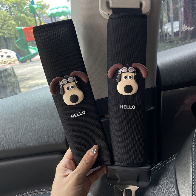 ANYOU 안전벨트 커버 남녀 커플룩 강아지 패턴XAQDHJT038, 2개, 블랙Black