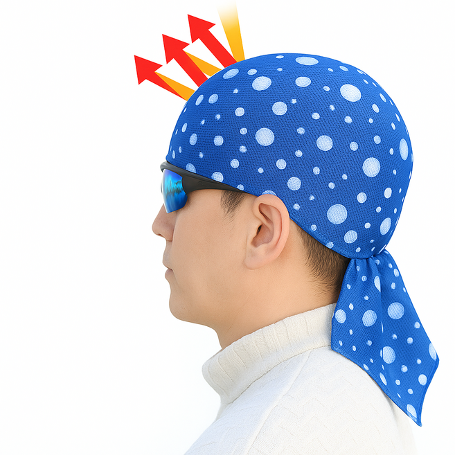 하루픽] 대한민국 국내산 제조 생산 프리미엄 기능성 스포츠 냉감 쿨전사두건 이너모자 속모자 반다나, 아쿠아네이비