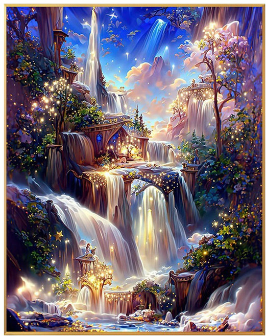 코지하루 DIY 명화그리기 물감 2세트 유화 그림 그리기 아크릴화 40x50, 별이 빛나는 폭포B (Y034), 1개