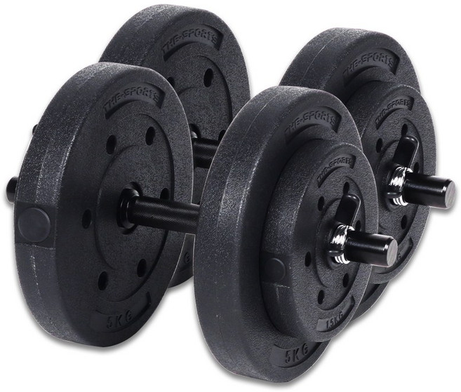 더스포츠 Evo 블랙 덤벨 무게 조절 아령봉 세트, 2개, 15kg