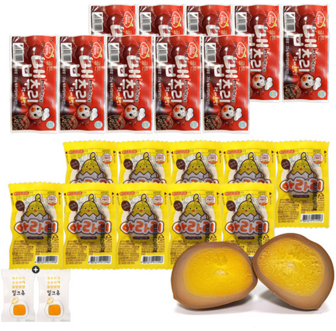 아라리계란 10개+맵추리 10개(+밀크츄 2개포함) 매운메추리알, 1세트