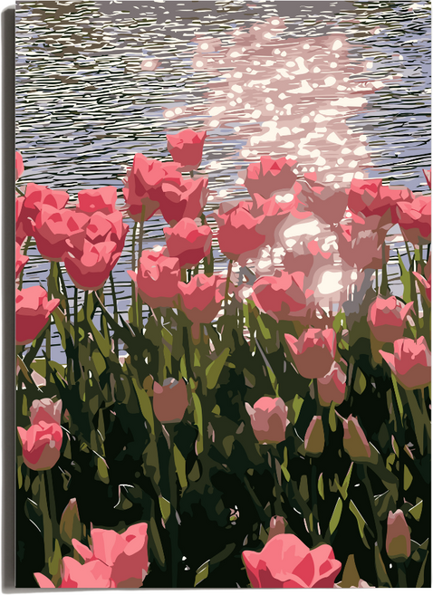 원그리드 DIY 명화그리기 세트 캔버스 유화그리기, 튤립 레이크, 1개