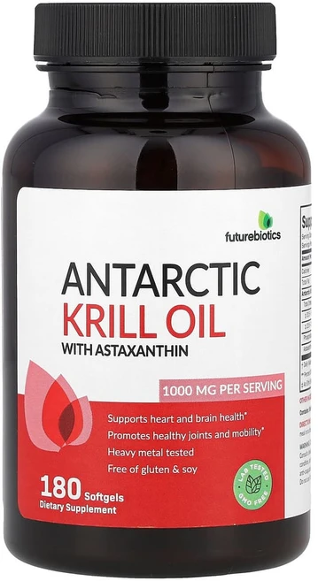 퓨처바이오틱스 남극크릴오일 아스타잔틴 함유 1000mg 소프트젤 180정(소프트젤 1정당 500mg), FBS50060, 1개, 180정 - 쿠팡