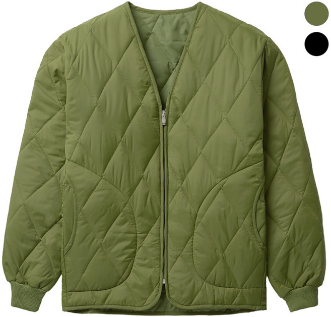 모니즈 L~3XL 브이넥 깔깔이 점퍼 퀼팅 자켓 빅사이즈 방한복 군용 내피 겨울 방한 작업복 솜 경량 KKA011