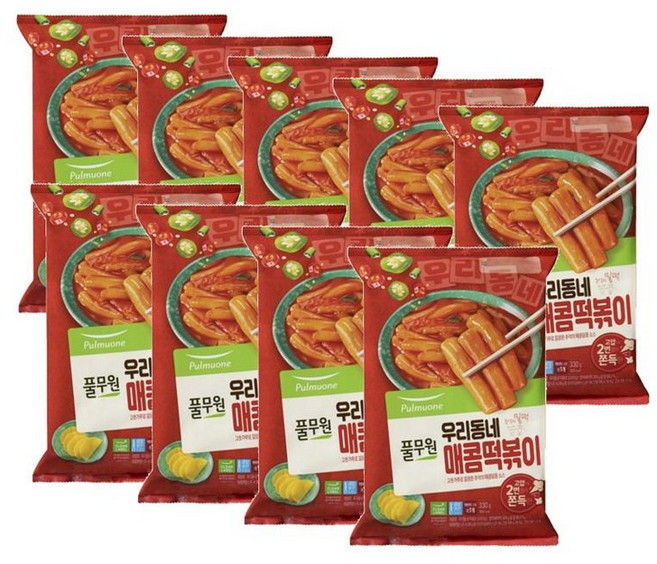 풀무원 우리동네 매콤떡볶이 오리지널 밀떡 2인분, 330g, 9개