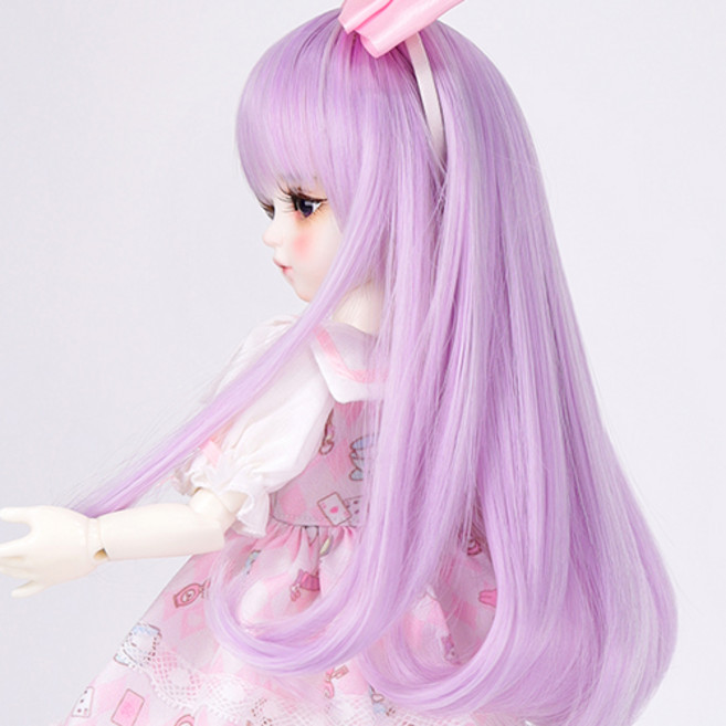 구체관절인형 가발 긴머리 스트레이트 6-7인치 26cm급용 USD, H. 퍼플 (가발만,인형없음), 1개