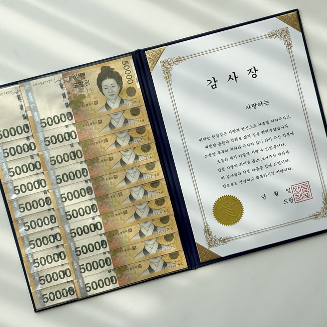 트루아 용돈 상장 커스텀 어버이날 기념일 선물, 1개, 네이비