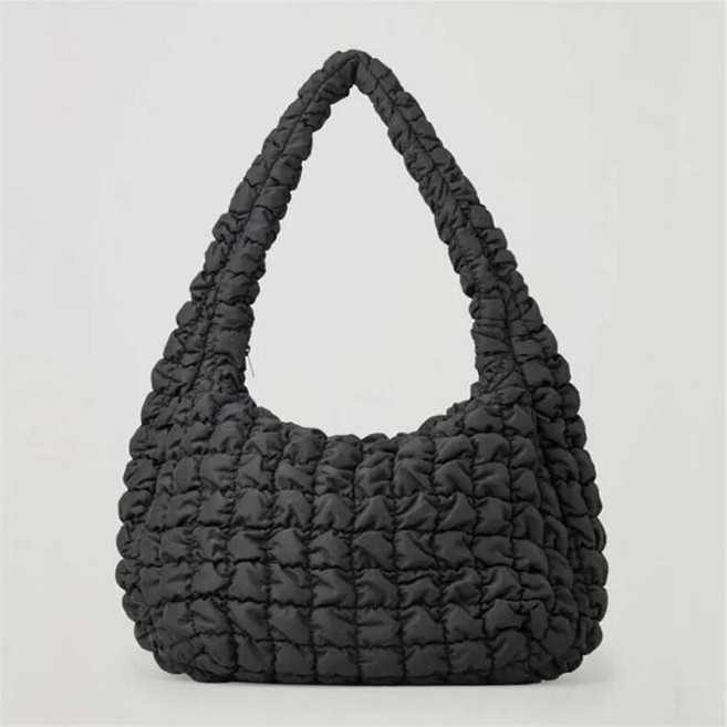 COS 雲朵包 褶皺手提單肩斜挎包 女生包包 夏季新款, 黑色（大號）