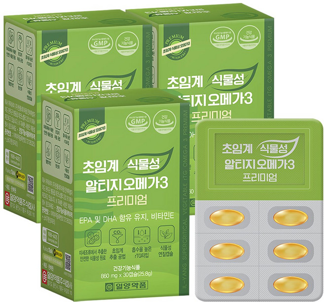 일양약품 초임계 식물성 알티지 오메가3 프리미엄 30p, 25.8g, 3개