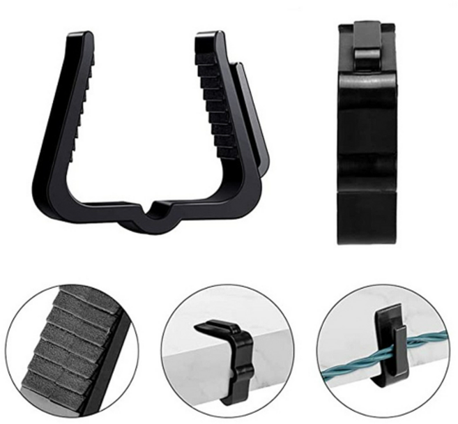니들몬스터 전선 줄전구 ㄷ자 클립 조명 가랜드 케이블 고정 걸이, B. GS0101187B 검정, 1개