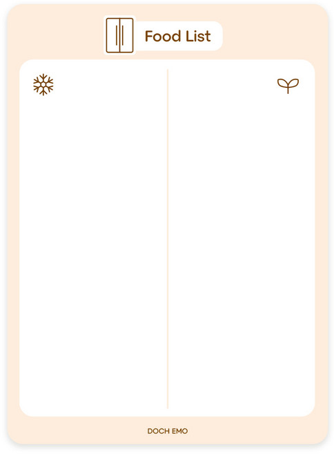 도치이모 예쁜 냉장고 자석 메모보드 메모시트 스케줄러 화이트보드 주간계획표(마카 포함), [중형] 식단표형(Food List)