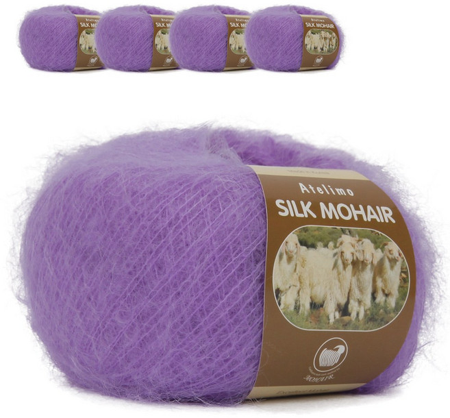 연일섬유 실크 모헤어 뜨개실 5p, 5 아이리스, 5개