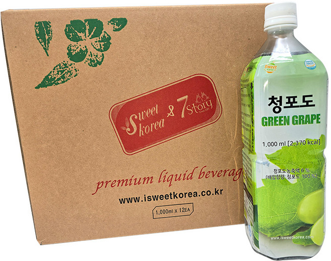 스위트코리아 청포도 1000ml x 12개/과일 희석 음료, 1L, 12개