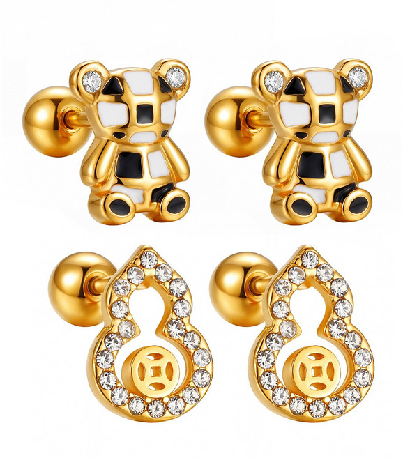 루미또와 써지컬스틸 행운 네잎클러버 포인트 피어싱 4P