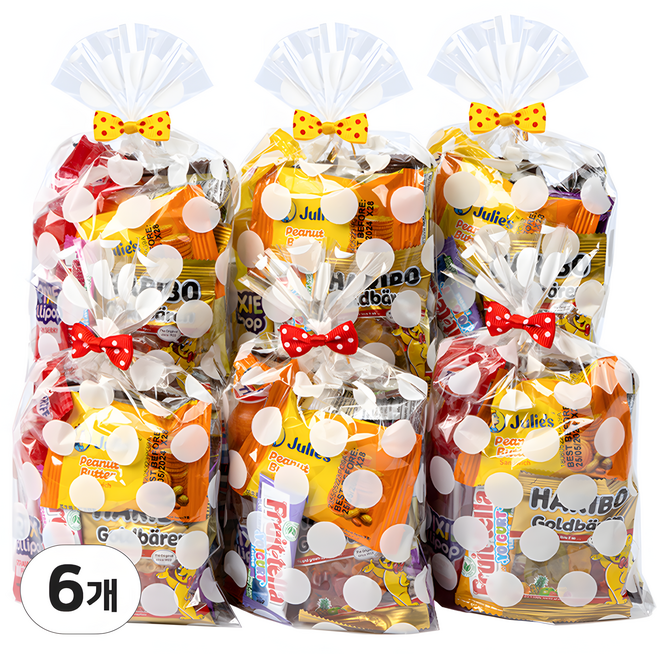 한봄 생일 선물 간식 도트 구디백 과자 답례품 세트, 간식 6종, 6세트