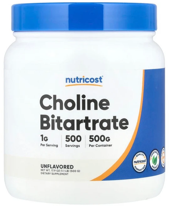 Nutricost 콜린 타르타르산염 무맛 500g(17.9oz) NCS-57515, 1, 500g - 쿠팡