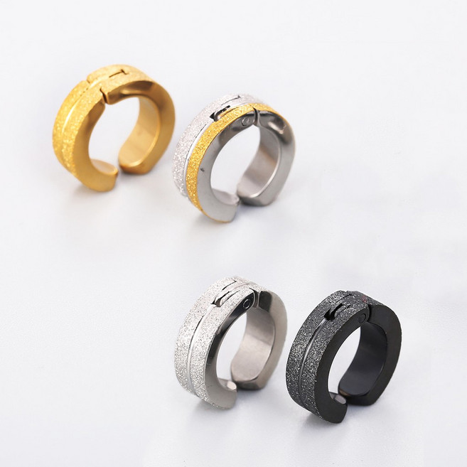 夾式耳環 無耳洞耳環 亮面磨砂 耳骨夾 鈦鋼耳環 男女通用 中性款【K B4112】 銀色 單一個