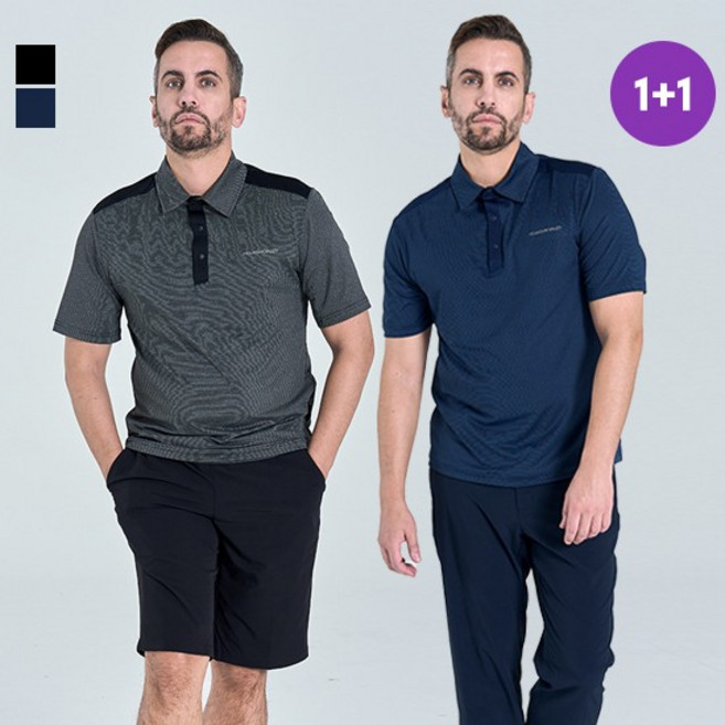 [1+1] 남성 쿨 밸런스 스판 카라 반팔 티셔츠