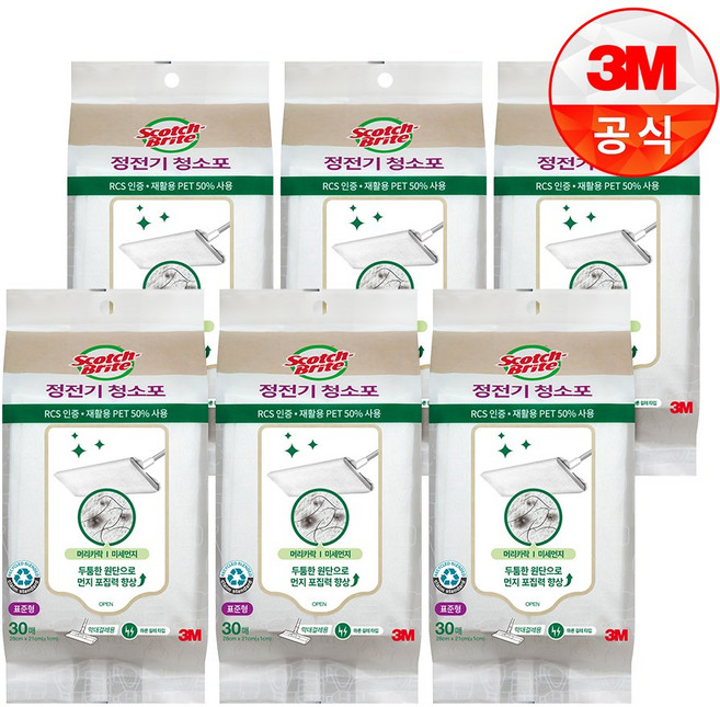 3M 정전기 청소포 표준형 30매, 6개