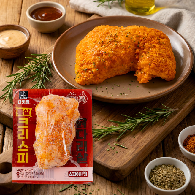 다잇닭 통살 크리스피 치킨(닭가슴살&닭다리살), 90g, 10개, 닭다리살 스파이시맛