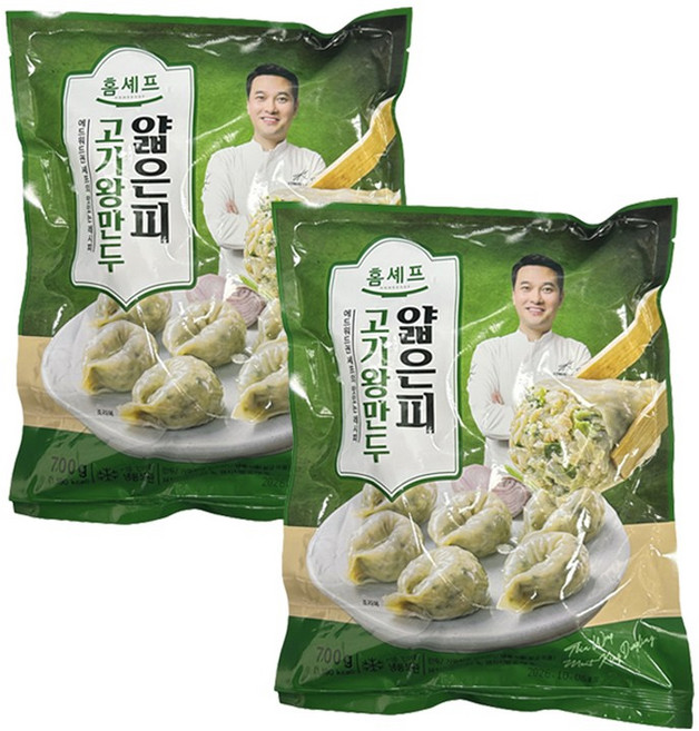 에드워드권 홈셰프 얇은피 고기왕만두 / 쫄깃한 얇은피 맛있는 고기만두, 2개, 700g