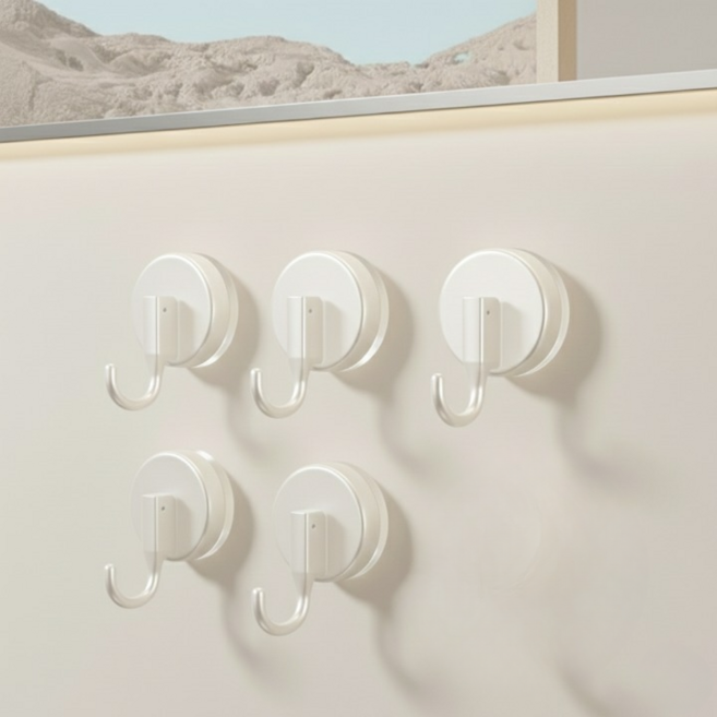 에스엘 다용도 흡착식 후크 걸이, 5개, 밀크화이트