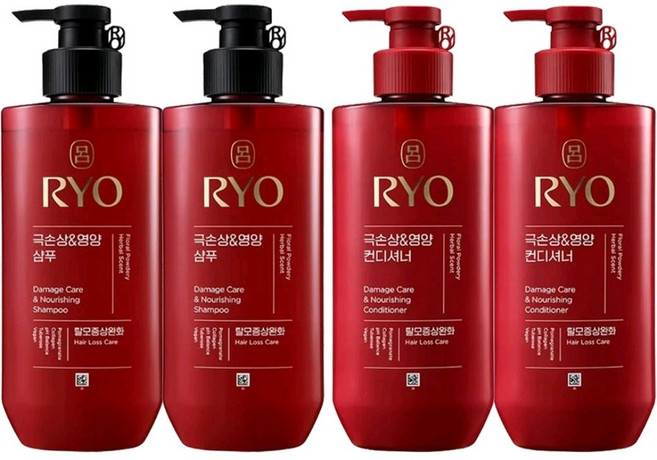 [무료배송]려 함빛모 극손상&영양 (샴푸2컨디셔너2) 550ml, 4개, 592ml