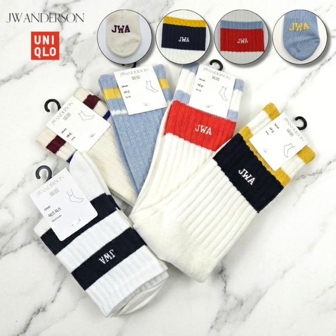 국내매장판] 유니클로 양말 JW앤더슨 로고 남성 여성 캐주얼 자수 통기성 삭스