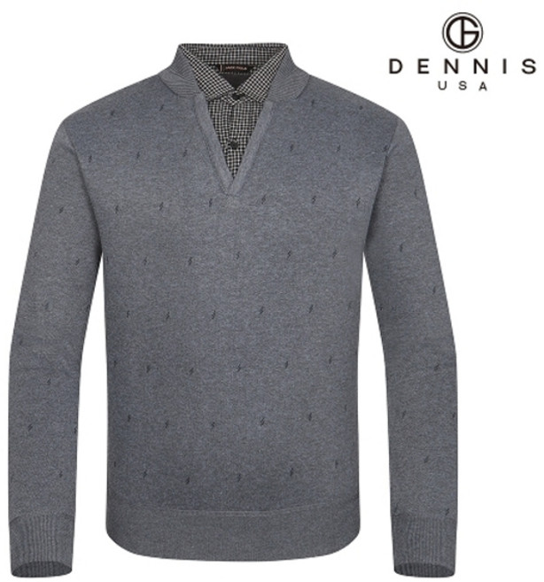[DENNIS] 남성)히트본딩 패턴 니트 그레이_FAQFMSP615
