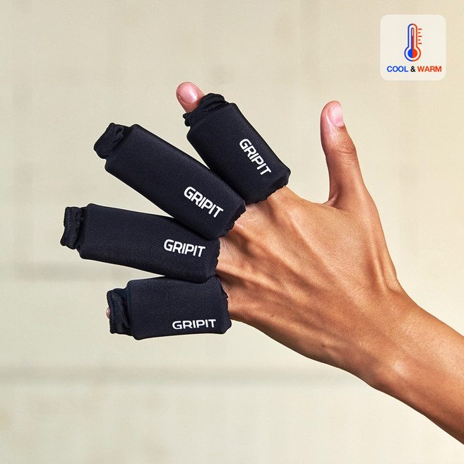 [평일 당일출고] 그리핏 손가락 아이싱 냉찜질 밴드 붓기 통증 완화 근육 마사지 쿨링 클라이밍 보호, 블랙, 1세트