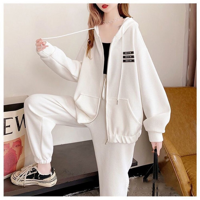 春秋季洋氣兩件式套裝 運動休閒套裝女 外套束口長褲 a0274