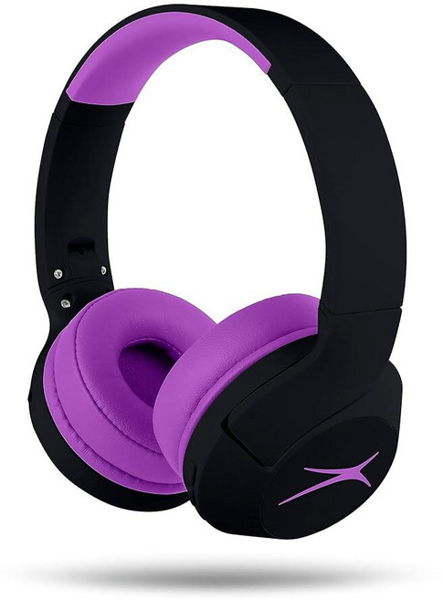 Altec Lansing Kid Safe 노이즈 캔슬링 무선 헤드폰 15H 배터리 85dB 볼륨 제한 접이식 디자인 강력한 사운드 액티브 노이즈 캔슬링 만 7세 이상, 블랙아웃 퍼플