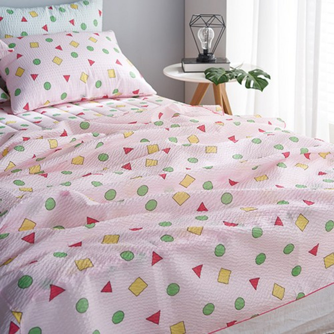 짱구 시어서커 홑 여름 이불, 핑크, 싱글 이불