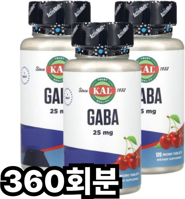 Kal 가바 25mg 마이크로 타블렛 체리, 1개, 360회분