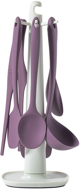 유일코리아 국산 실리콘 조리 도구 7종 세트 (6color) 국자 뒤집게 핀셋집게 타원주걱 사각주걱 밥주걱 조리도구걸이, 조리도구걸이아이보리, 버건디, 1세트