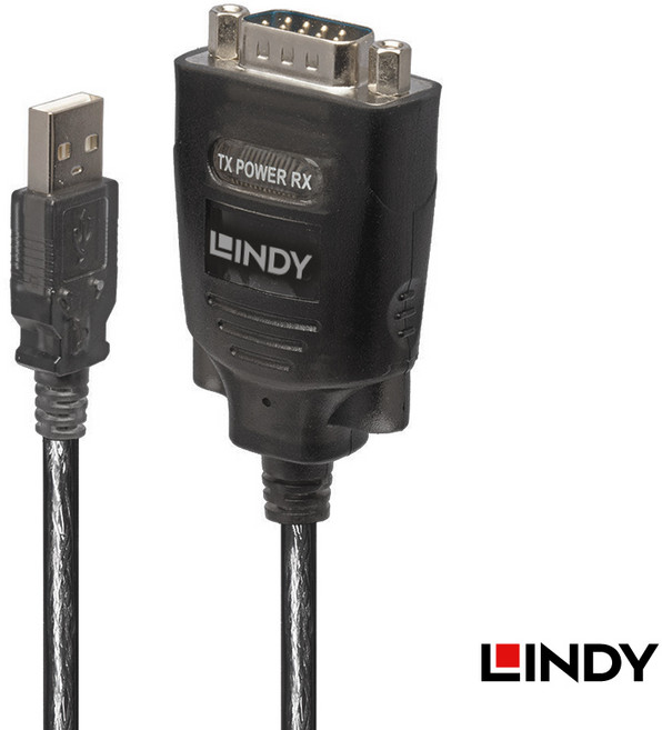 LINDY 台灣製英國晶片 USB2.0轉RS232 USB轉DB9 RS232訊號轉接線110公分, 1個, 42686