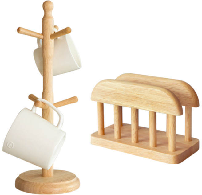 페어프랜즈 원목 도마꽂이 + 원목 머그컵 걸이 세트, 혼합색상, 1개