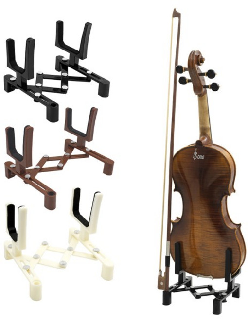 조정 가능한 바이올린 스탠드 홀더 휴대용 풀 사이즈 현악기 액세서리 개폐식 접이식 브래킷 스폰지 패드, Black, 1개