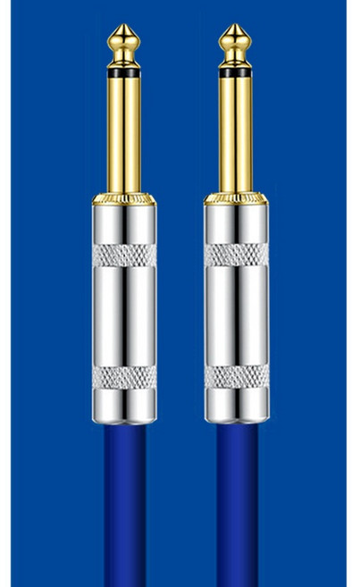 일렉트릭 기타 케이블 오디오 제조업체의 새로운 6.35 TS 고잡음 차폐 연결에 적합한 구부리기 위한 직선형, 파란색, 6m, 1개